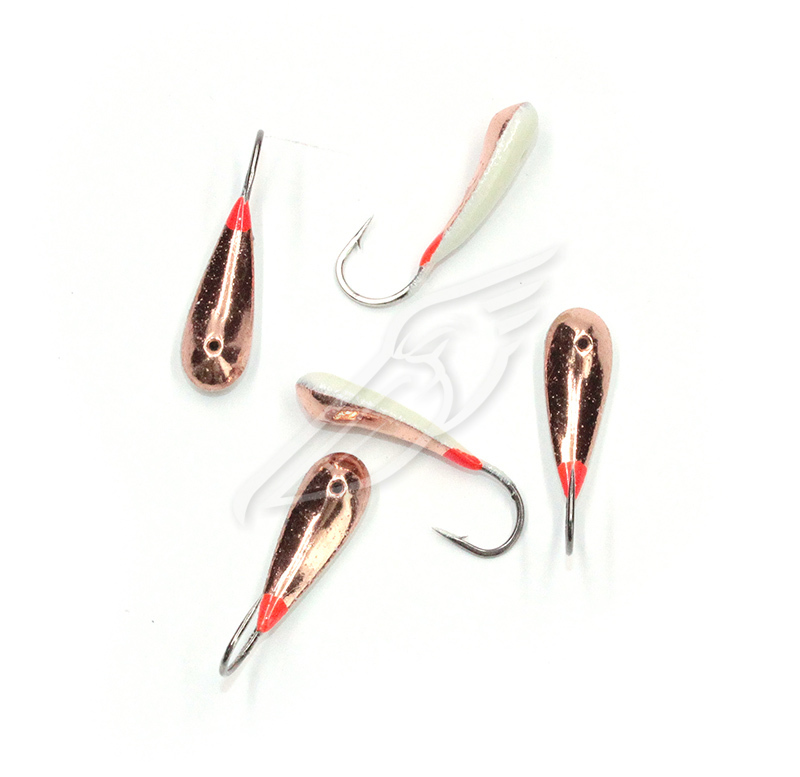 Мормышка паяная ЯМАН Уралка, вес 2,5 г, кр.№4, медь/светонак. (уп.5шт.), Я-МРЛ17