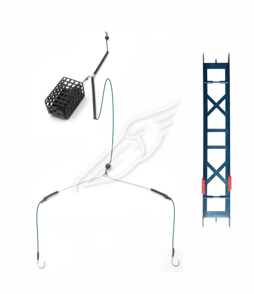 Оснастка фидерная Яман «Лещ №2», кормушка 80 г, коромысло 16 см, плетеный шнур 0,25 мм, крючок №6 Chinu Ring, на мотовиле/70/, Я-ОЛ2-80-025-6