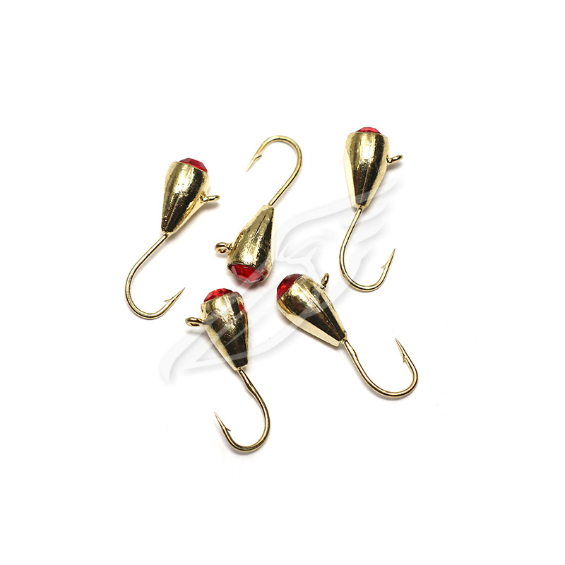 Мормышка вольфЯМАНКапля с ушк. + кр. камень, р.4, вес 1 г, цв.золото(уп.5 шт.), Я-МР2231