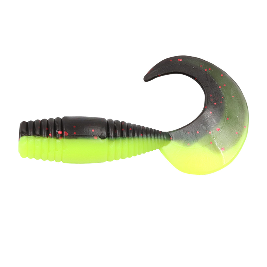 Твистер YAMAN PRO Spry Tail, р.2 inch, цвет #32 - Black Red Flake/Chartreuse (уп. 10 шт.), YP-ST2-32