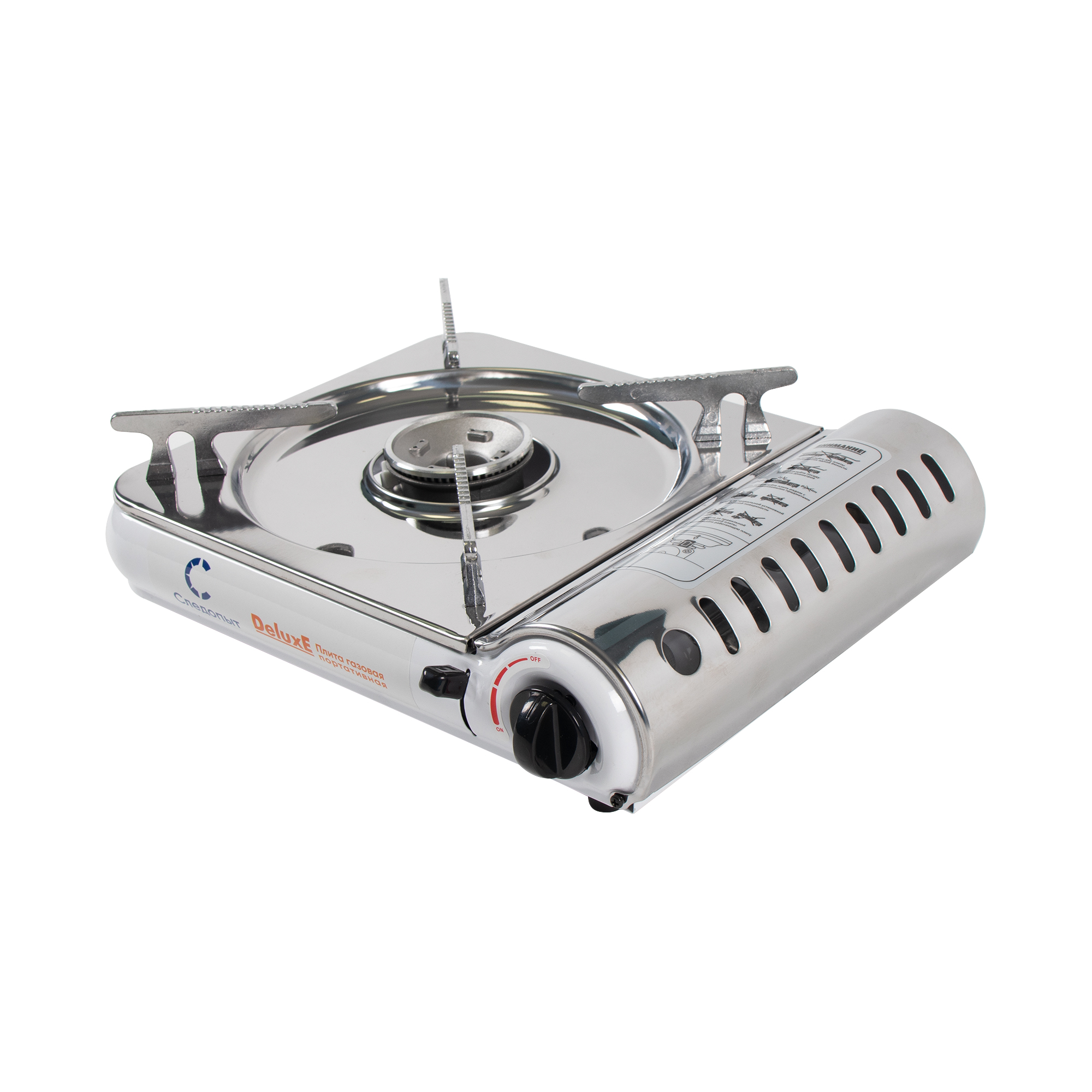 Плита наст. газовая СЛЕДОПЫТ - DeluxE, (с подогревом) нерж. сталь/6/, PF-GST-N03